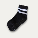 Mini Scrunch Grip Sock - Black and White Stripes