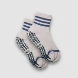 Sporty Chic Quarter Crew Grip Sock - Dark Denim/White