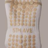 Sporty Chic Quarter Crew Grip Sock - Creamy Beige/White