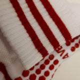 Sporty Chic Quarter Crew Grip Sock - Red Wine/White