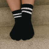 Mini Scrunch Grip Sock - Black and White Stripes