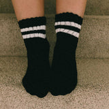 Mini Scrunch Grip Sock - Black and White Stripes