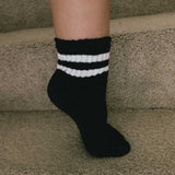 Mini Scrunch Grip Sock - Black and White Stripes